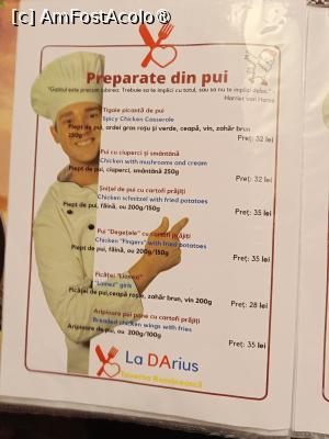 [P19] Pitești, Restaurantul La Darius, Meniul, Preparate din Pui » foto by mprofeanu
 - 
<span class="allrVoted glyphicon glyphicon-heart hidden" id="av1451001"></span>
<a class="m-l-10 hidden" id="sv1451001" onclick="voting_Foto_DelVot(,1451001,8103)" role="button">șterge vot <span class="glyphicon glyphicon-remove"></span></a>
<a id="v91451001" class=" c-red"  onclick="voting_Foto_SetVot(1451001)" role="button"><span class="glyphicon glyphicon-heart-empty"></span> <b>LIKE</b> = Votează poza</a> <img class="hidden"  id="f1451001W9" src="/imagini/loader.gif" border="0" /><span class="AjErrMes hidden" id="e1451001ErM"></span>