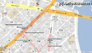 [P01] Hotelul pe harta google. Cu roz, sunt tunelele care leaga cele trei gari: JR Bakurocho si doua gari TOEI, Bakuroyokoyama si Higashi-nihonbashi. Observati logoul TOEI - un fel de copac verde. La JR e o locomotiva, si la Tokyo METRO un 'M' albastru. » foto by TraianS
 - 
<span class="allrVoted glyphicon glyphicon-heart hidden" id="av406166"></span>
<a class="m-l-10 hidden" id="sv406166" onclick="voting_Foto_DelVot(,406166,13738)" role="button">șterge vot <span class="glyphicon glyphicon-remove"></span></a>
<a id="v9406166" class=" c-red"  onclick="voting_Foto_SetVot(406166)" role="button"><span class="glyphicon glyphicon-heart-empty"></span> <b>LIKE</b> = Votează poza</a> <img class="hidden"  id="f406166W9" src="/imagini/loader.gif" border="0" /><span class="AjErrMes hidden" id="e406166ErM"></span>